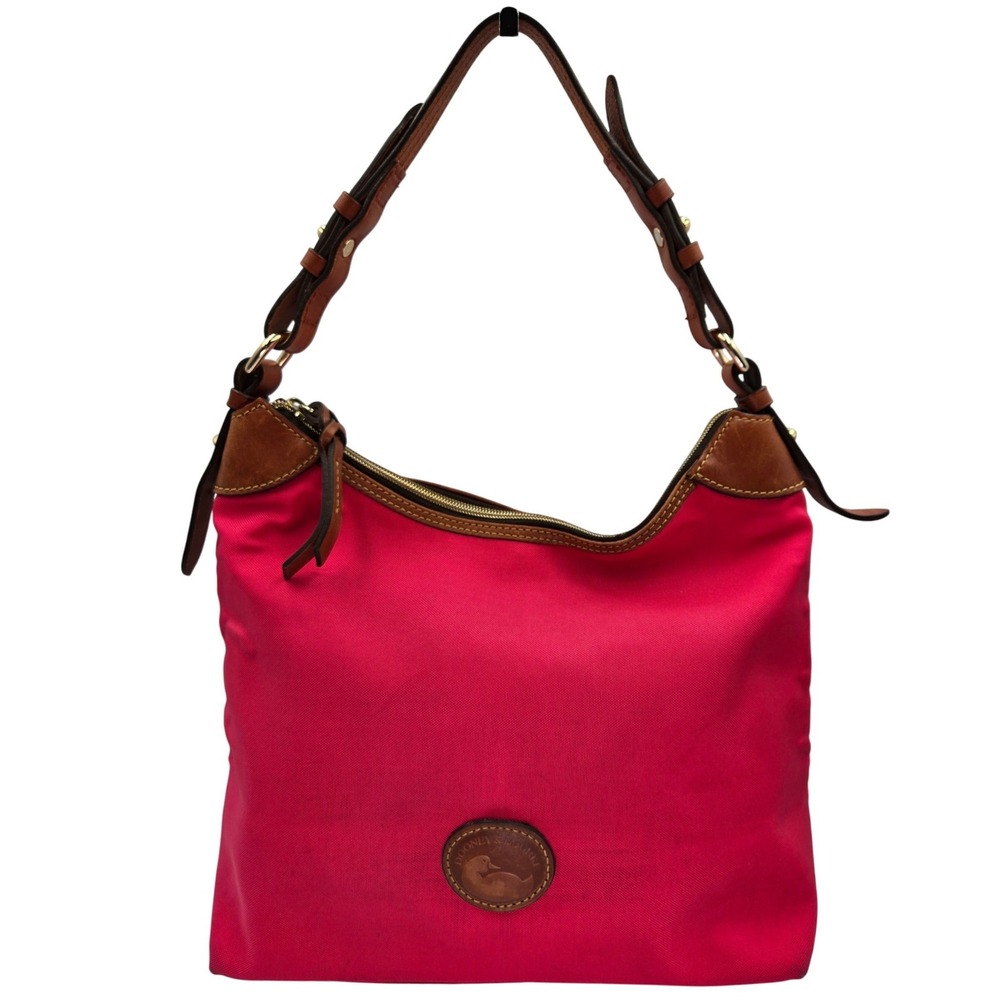 Dooney & Bourke Red Nylon‎ Leather Trim Shoulder Bag Hobo Purse